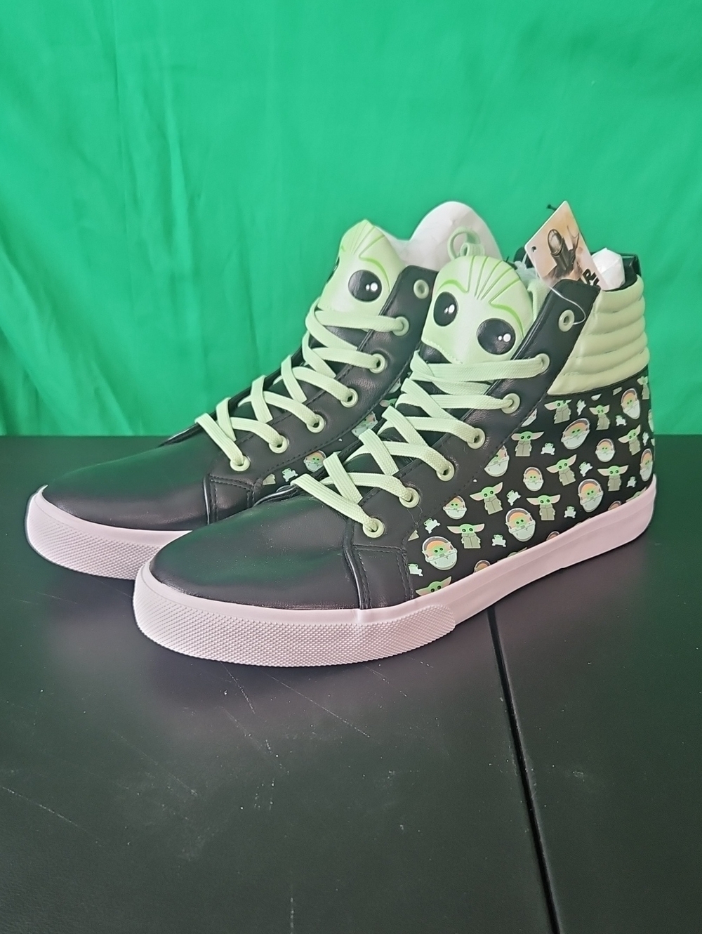 Star Wars Black Sneakers with Light Green Baby Yoda Print